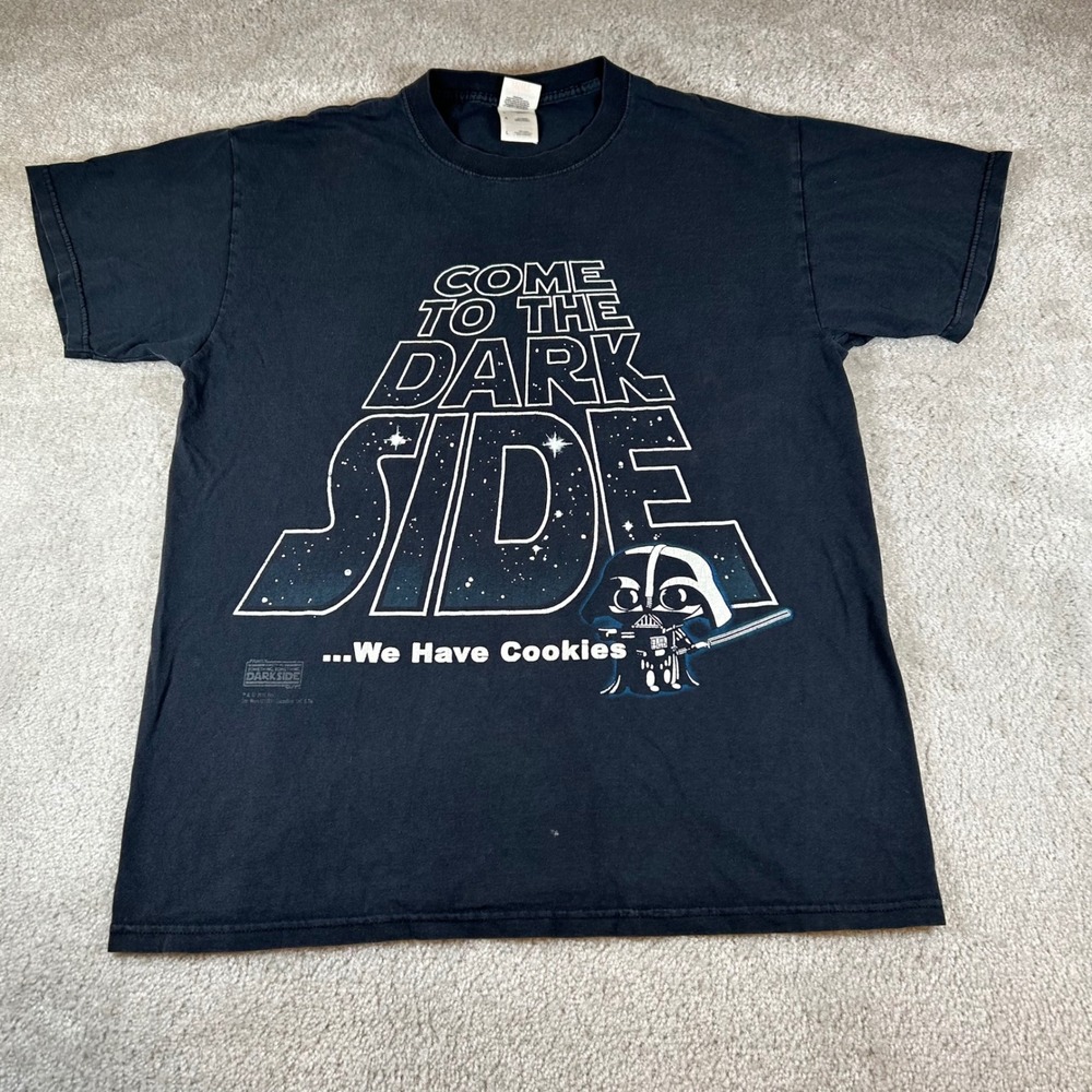 VTG Family Guy Stewie Star Wars Graphic Tee Mens L Black Dark Side Cookies 2011